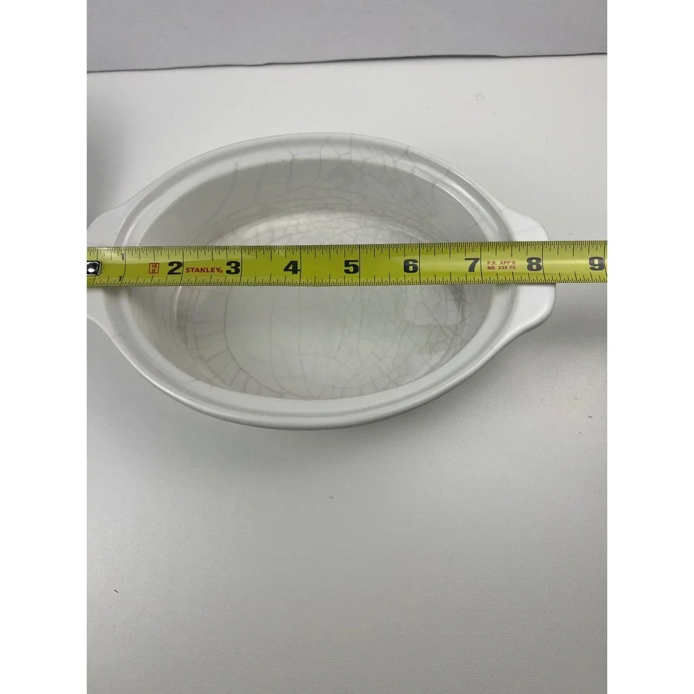 Vintage White Japan Covered Casserole‎ Dish Oven Proof Oval Lid Stoneware Ribbed